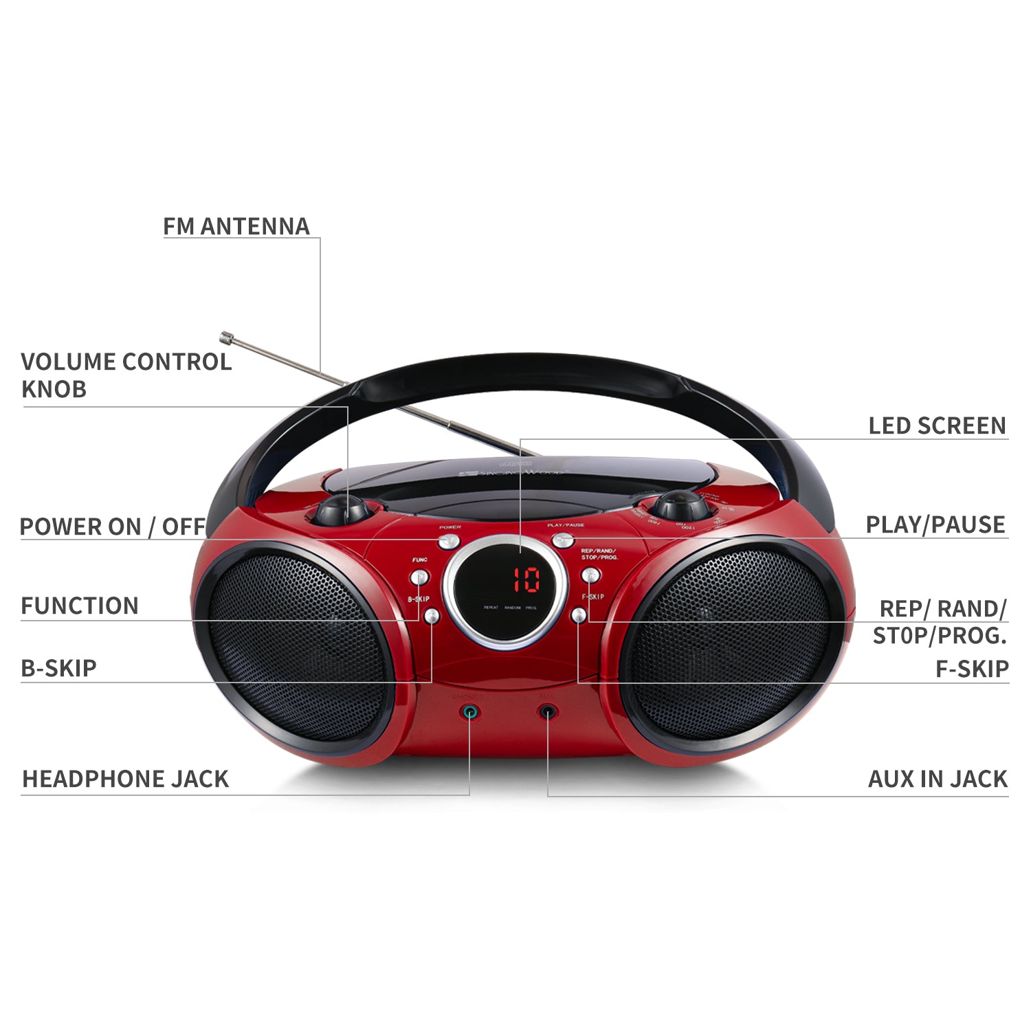 SBX030BT Boombox (Firemist Red)