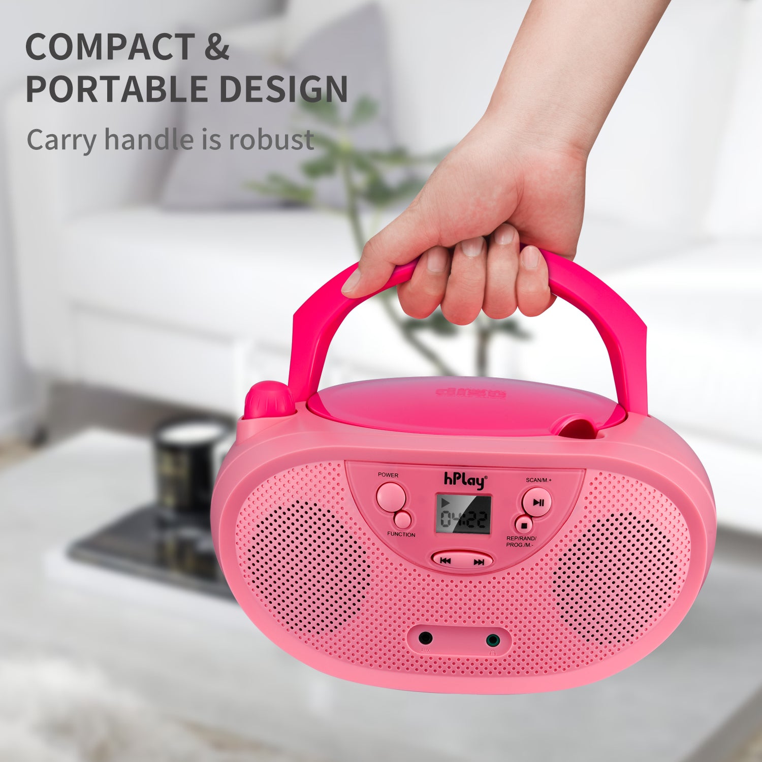 hPlay GC04 Portable CD/CD-R/CD-RW Boombox with AM FM Radio