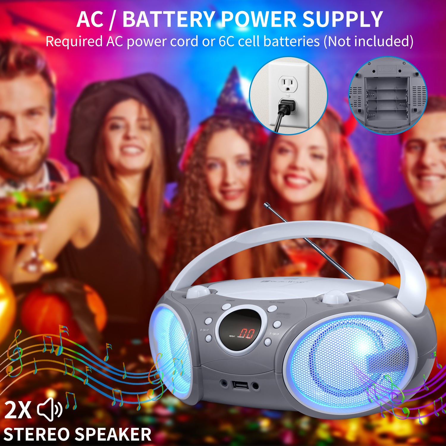 SBX030BTL Boombox w/ LED Light (Space Gray)