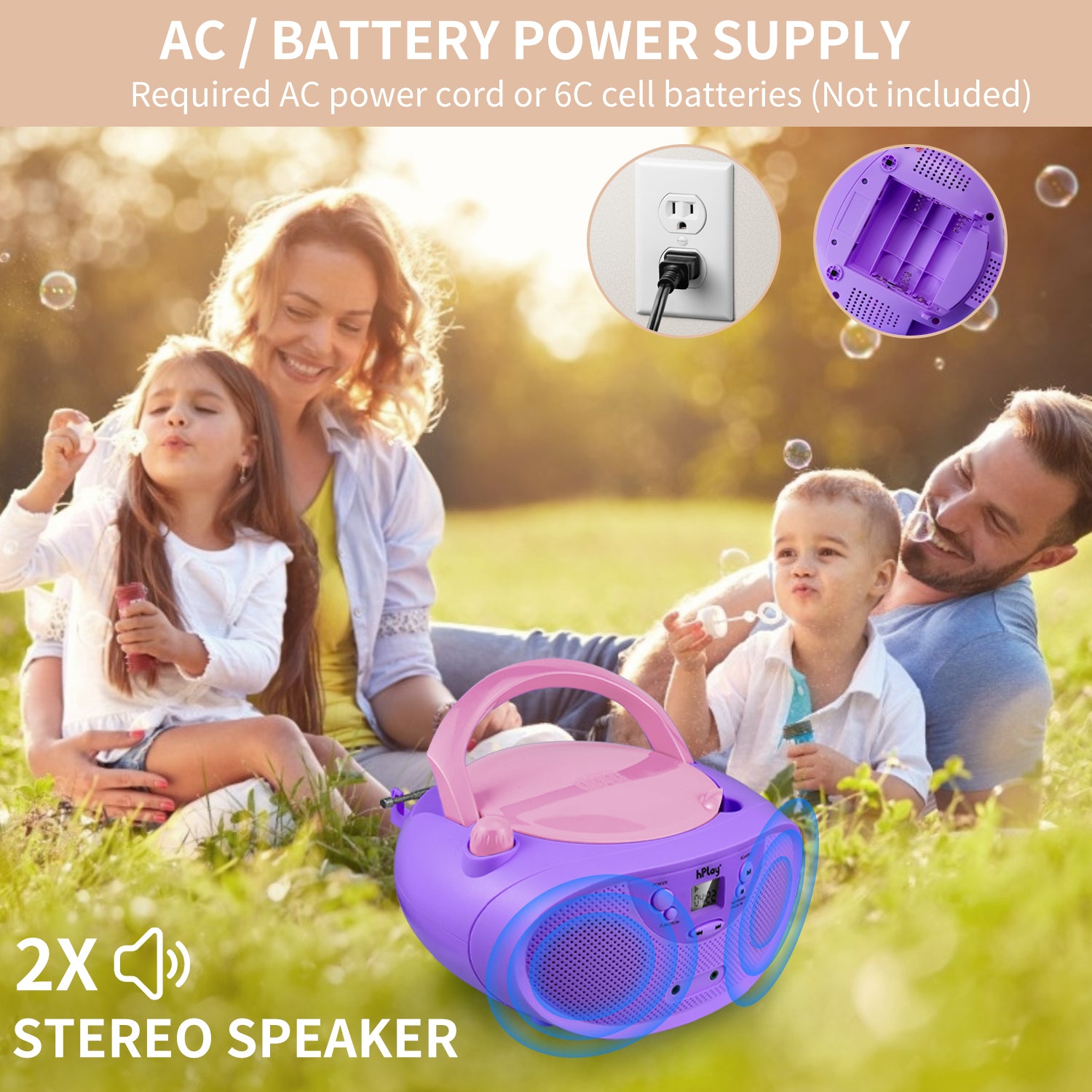 hPlay GC04 Portable CD/CD-R/CD-RW Boombox with AM FM Radio