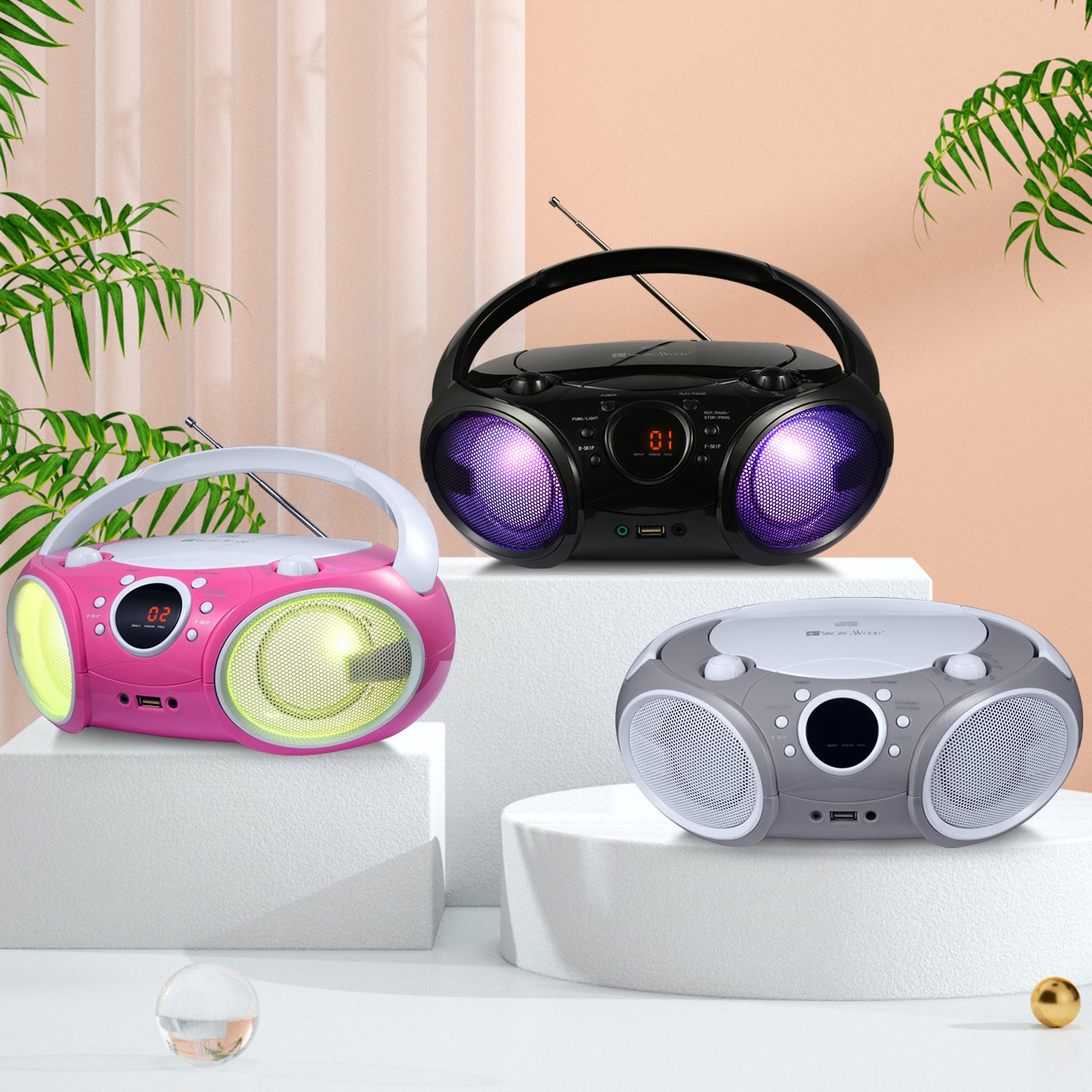 SBX030BTL Boombox w/ LED Light (Space Gray)