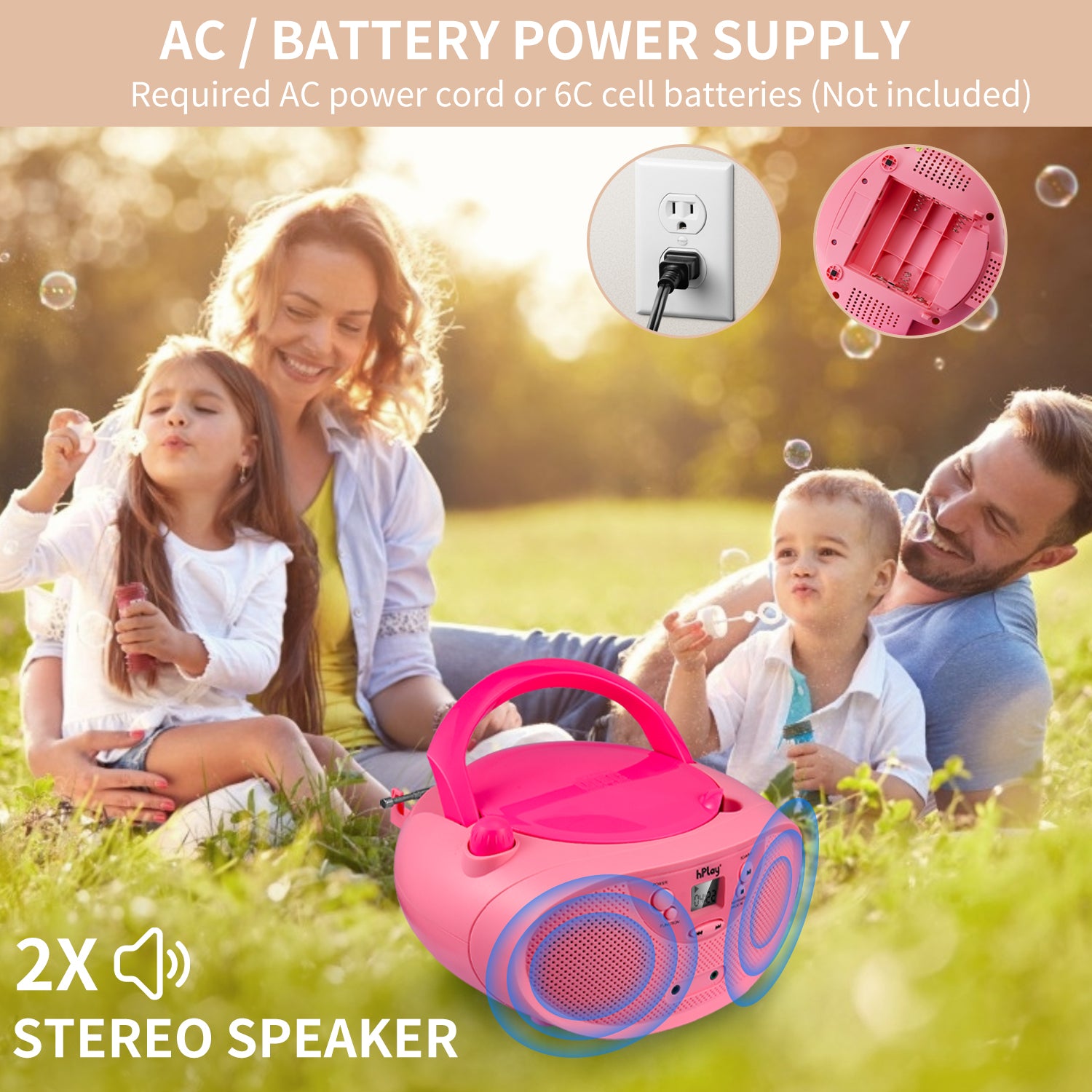 hPlay GC04 Portable CD/CD-R/CD-RW Boombox with AM FM Radio