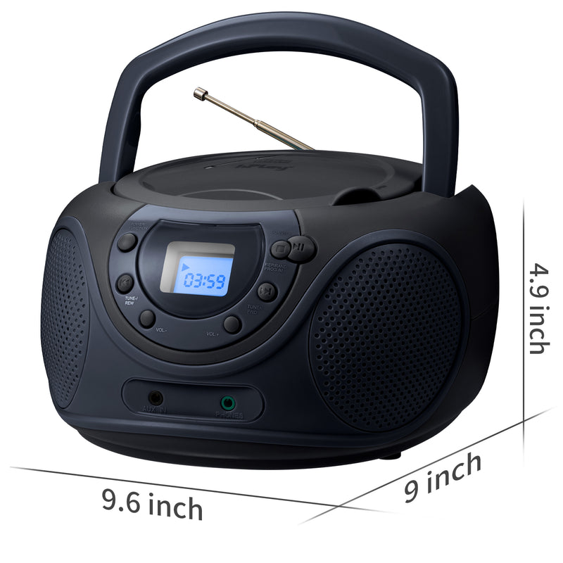 hPlay P16 Portable CD Player Boombox AM FM Digital Tuning Radio (Space Grey)