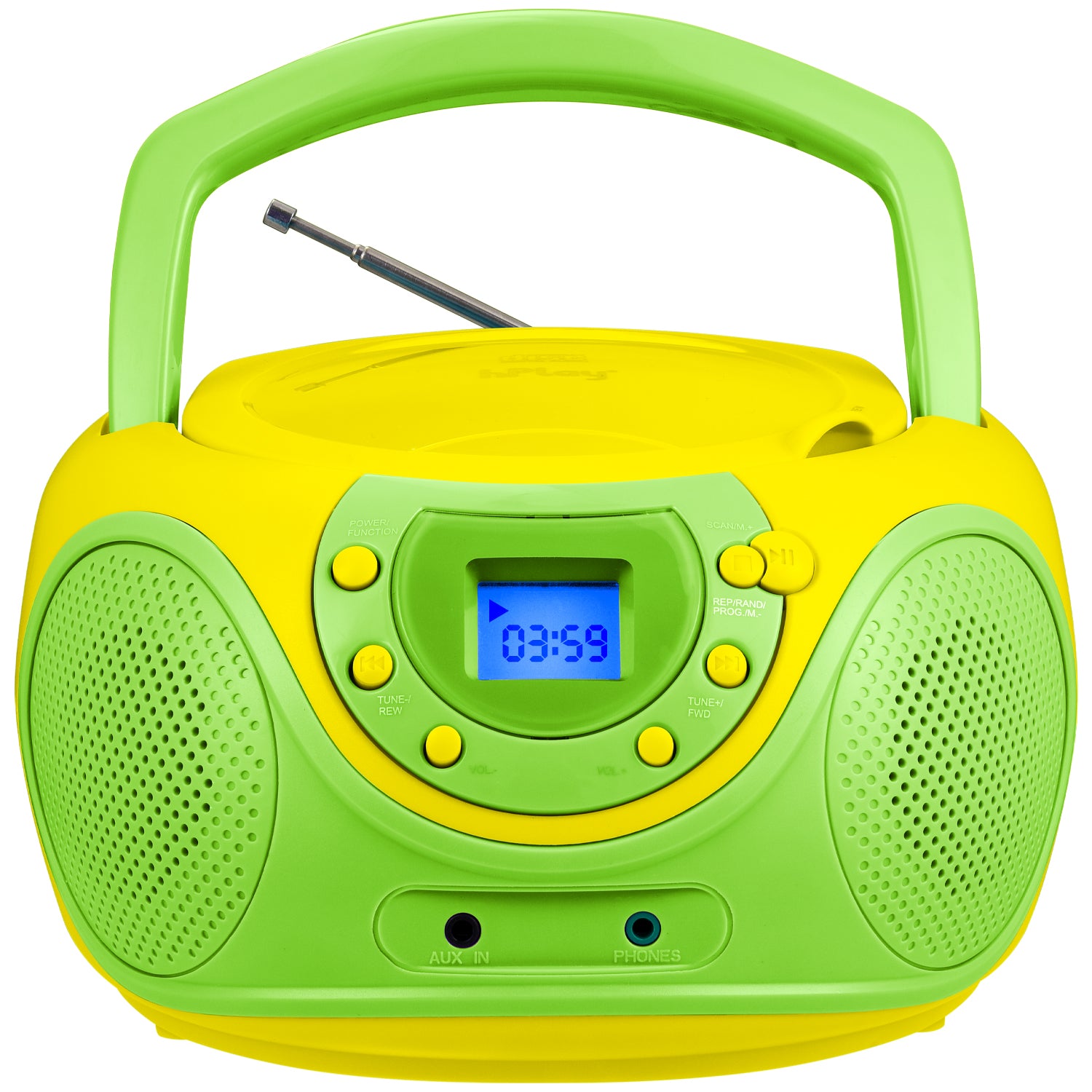 hPlay P16 Portable CD Player Boombox AM FM Digital Tuning Radio (Lime)