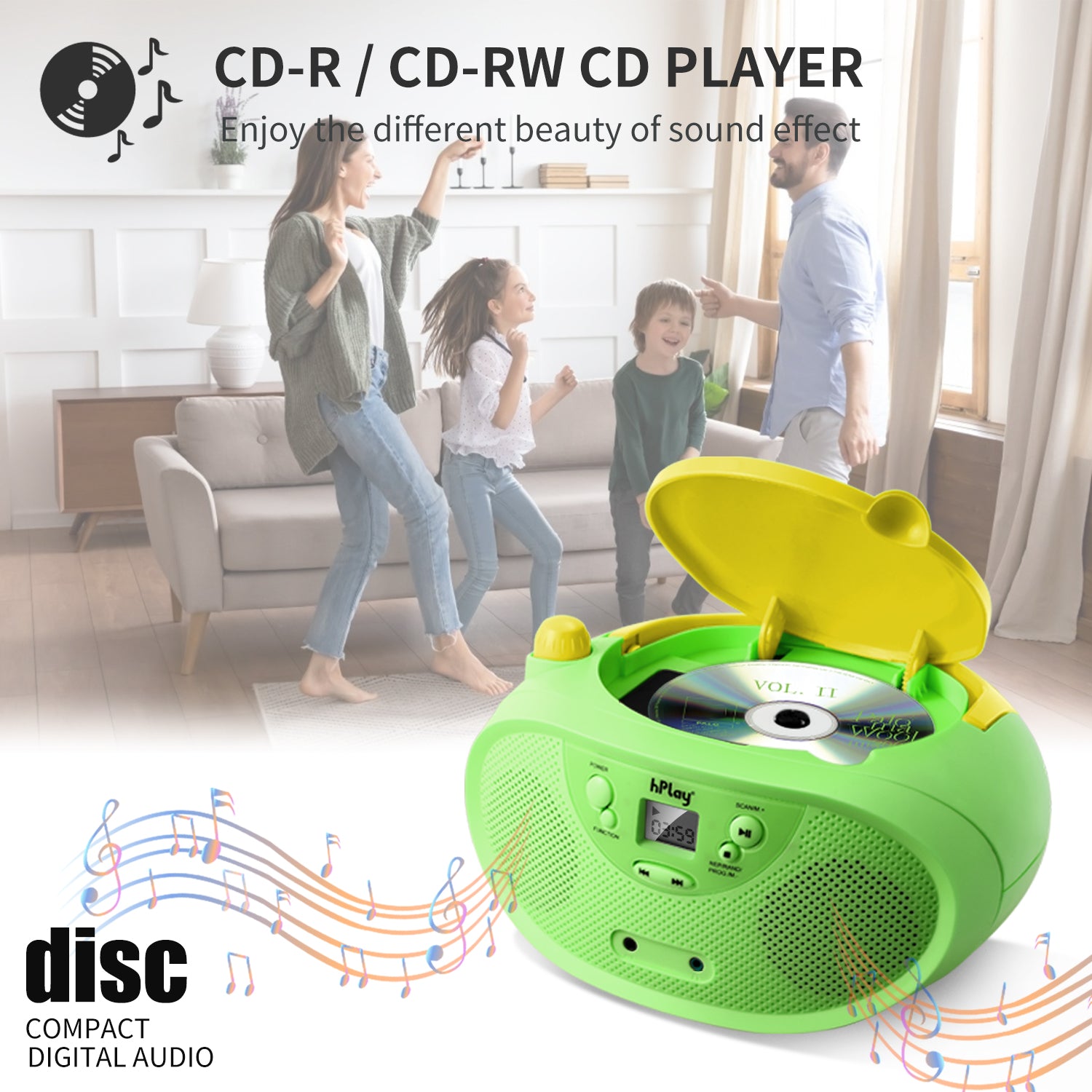 hPlay GC04 Portable CD/CD-R/CD-RW Boombox with AM FM Radio