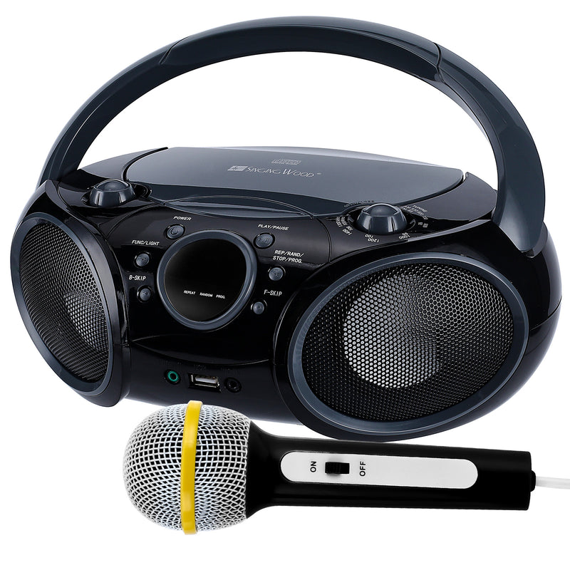 SingingWood NP030AB Portable Karaoke System, Portable CD Player Boombox - Black
