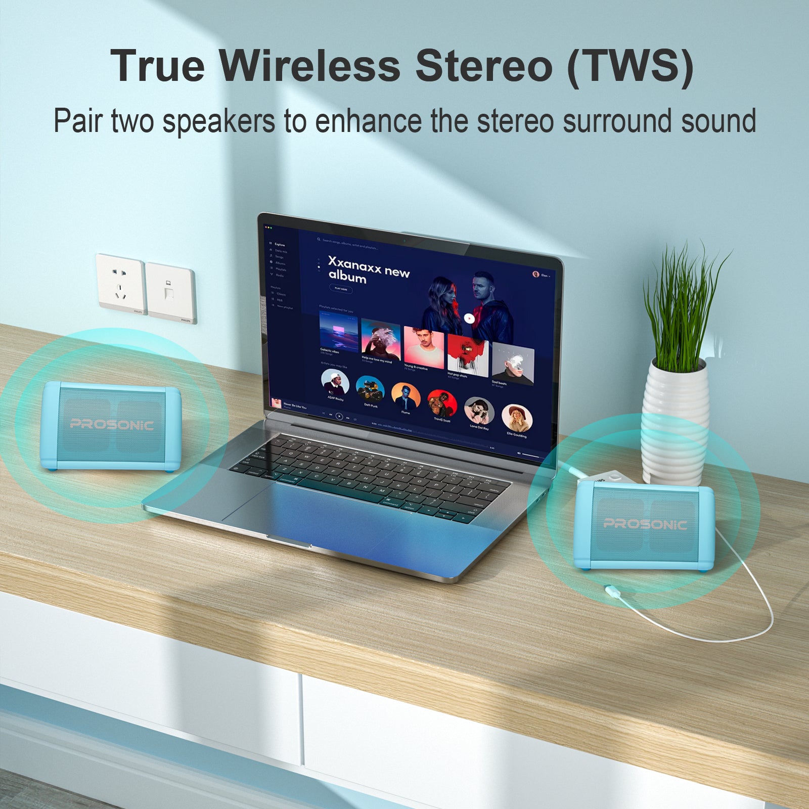 Prosonic BT3 Portable Wireless Bluetooth Speaker (Blue)