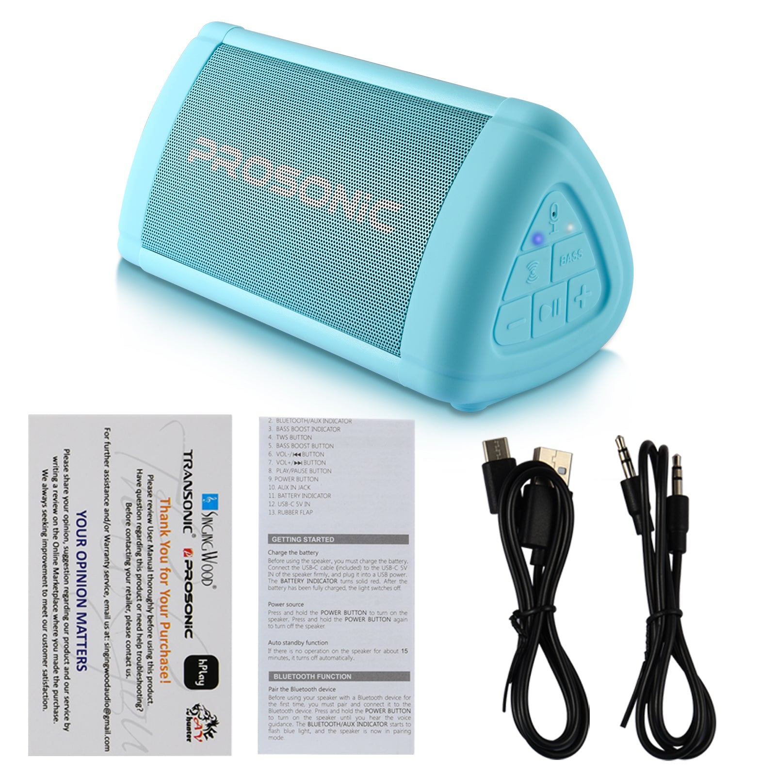 Prosonic BT3 Portable Wireless Bluetooth Speaker (Blue)