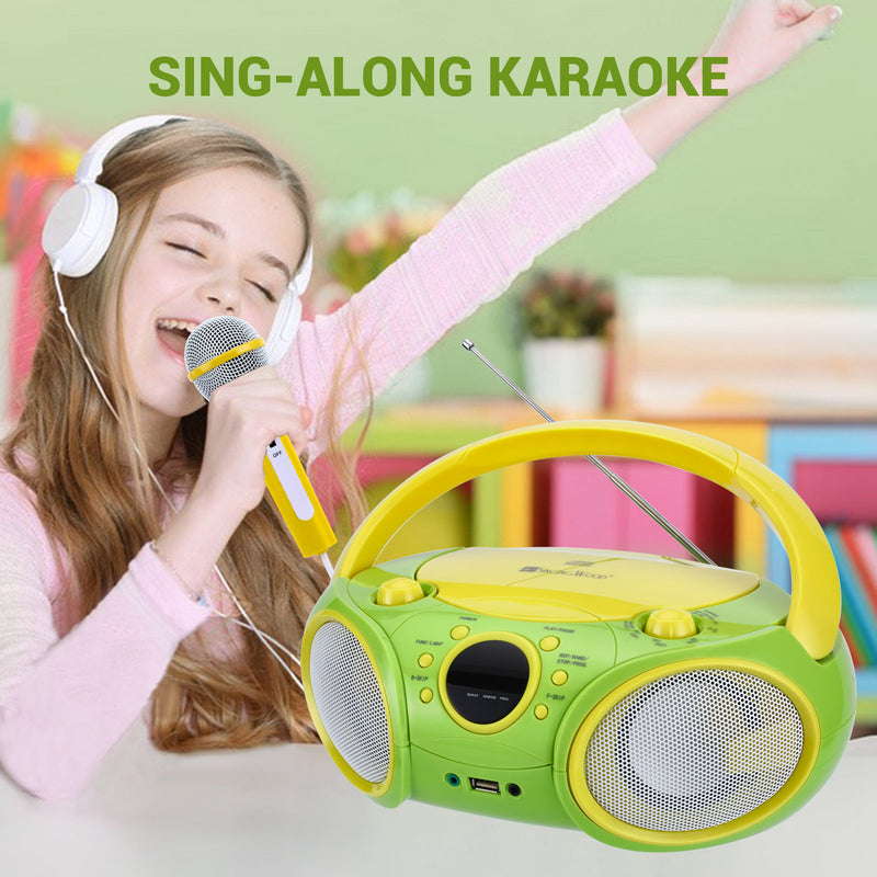 SingingWood NP030AB Portable Karaoke System, Portable CD Player Boombox - Green