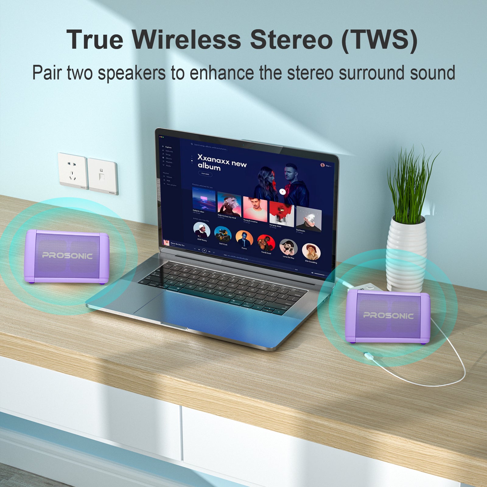 Prosonic BT3 Portable Wireless Bluetooth Speaker (Purple)
