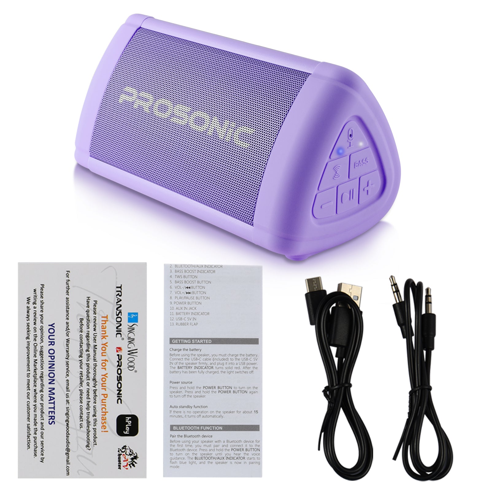 Prosonic BT3 Portable Wireless Bluetooth Speaker (Purple)