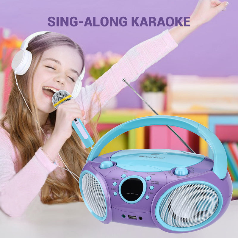 SingingWood NP030AB Portable Karaoke System, Portable CD Player Boombox - Violet
